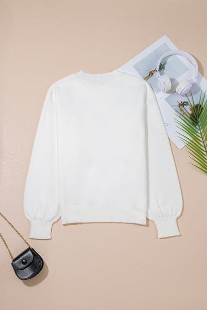 White Tinsel Western Boots Horseshoe Star Knit Crew Neck Sweater