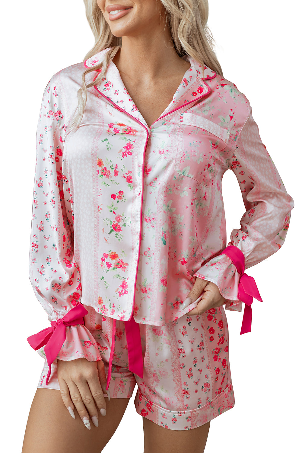 Fancy Love Two Piece Satin Pajama Set