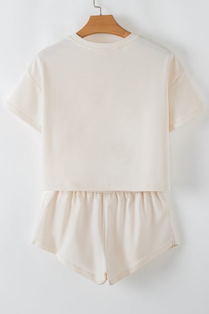 Beige Game Day Graphic Tee and Skort 2 Piece Set