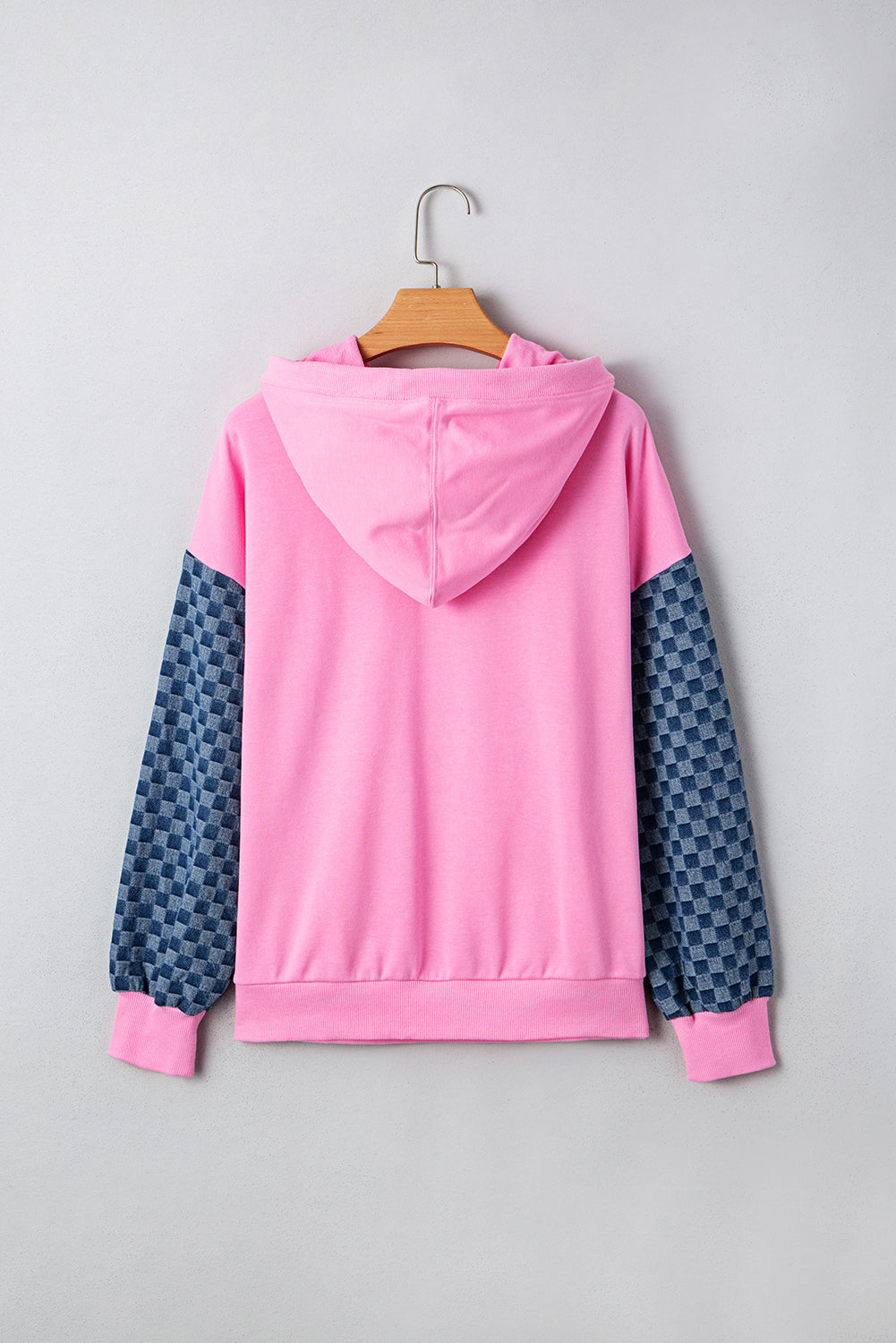 Bonbon Checkered Half Zipper Hoodie