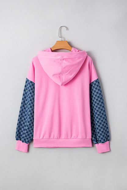 Bonbon Checkered Half Zipper Hoodie