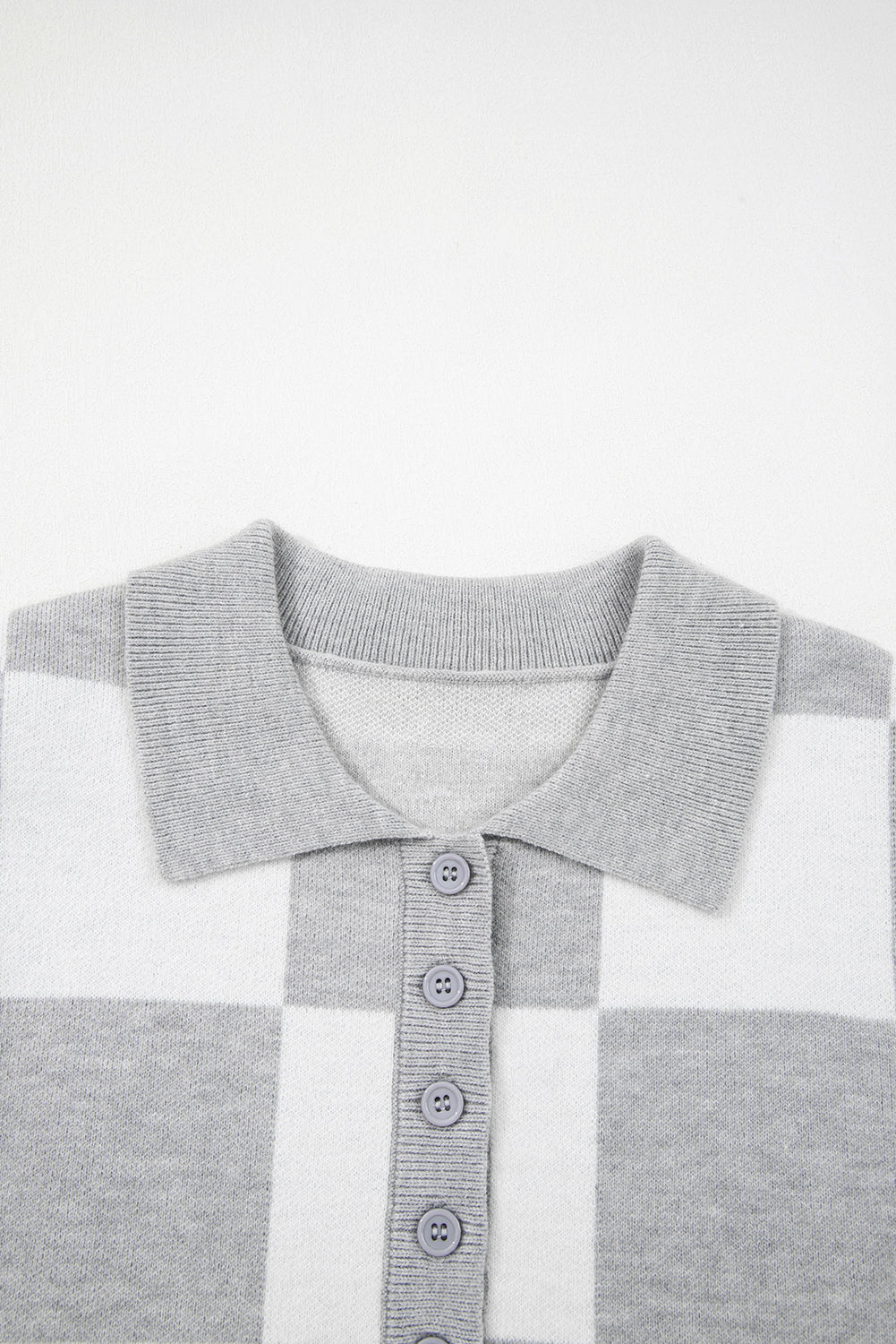 Cozy Basics Gray Checkered Sweater