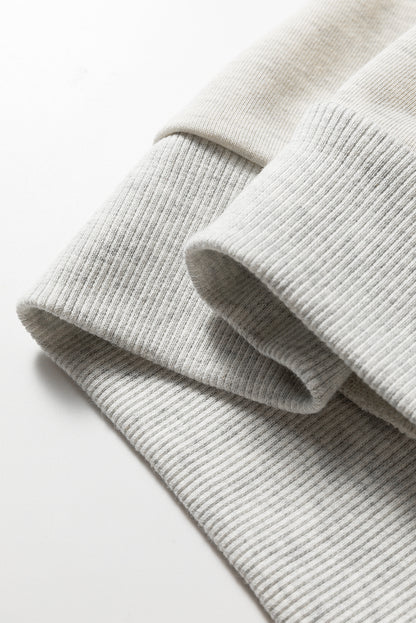 Light Grey Multicolored Striped Patchwork Drop Shoulder Sweatshirt