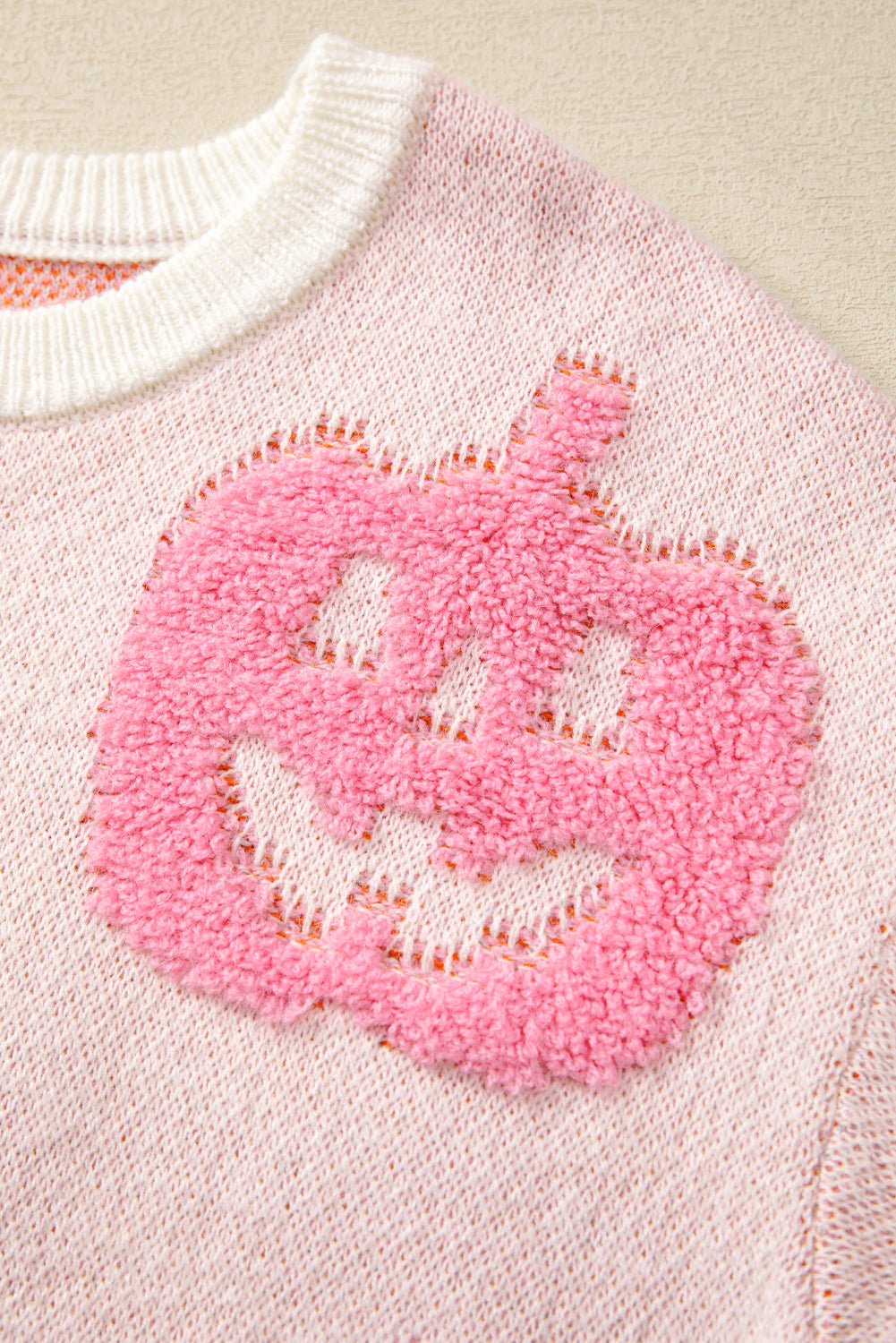 Beige Halloween Cute Pumpkin Pattern Sweater