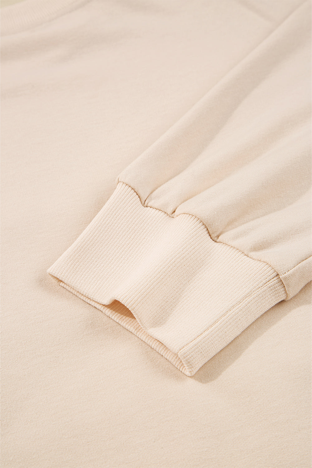 Beige Raw Edge Flower Patch Drop Shoulder Casual Top